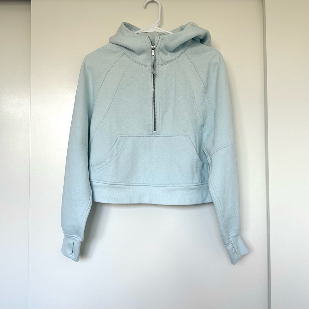 LULULEMON Light Blue Cropped Half-Zip Hoodie - Women - Picture 2 of 5